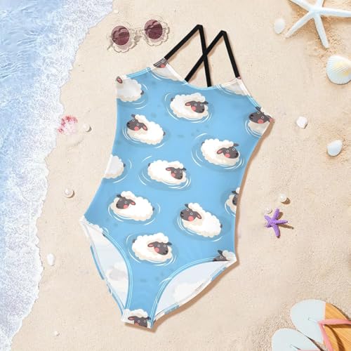 Sheep Swimming Girls One Piece Swimsuits Summer Quick Dry Beach Bathing Suit3