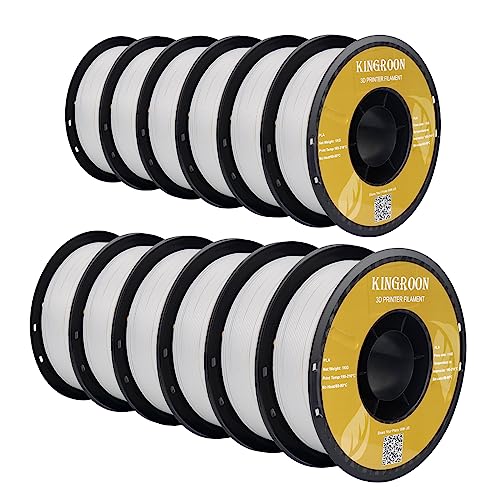 Image of Kingroon PLA Filament,12 Rolls, Dimensional Accuracy + /- 0.02 mm, 12kg Spool(26.5lbs), 1.75 mm, White
