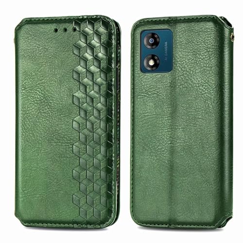 Bnvdfre Handyhülle für Motorola Moto E14 / G04 4G / G24 4G Hülle Leder TPU Klapphülle mit Kartenfächer Standfunktion Flip Hülle Cover Fallschutz Handytasche für Motorola E 14 / G 04 / G 24 - Grün