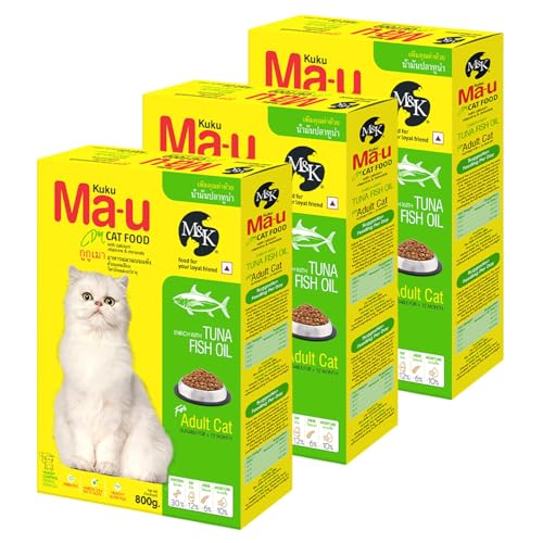 Image of M&K Adult Cat Food with Tuna Fish Oil | Complete & Balanced Dry Cat Food for Adult Cats | Supports Healthy Skin, Shiny Coat & Digestion | High Protein Nutrition for Indoor & Outdoor Cats | 2.4 Kg