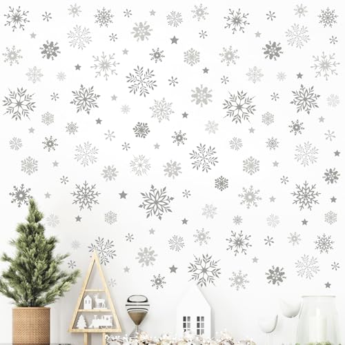 Vinilos Decorativos Copos de Nieve Gris Mfault 35x12 in
