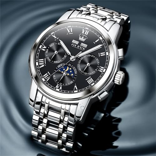 Image of OLEVS Watches for Men Automatic Mechanical Self Winding Dress Wrist Watch Multifunction Calendar Waterproof Luminous