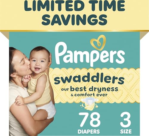 Image of Pampers Swaddlers Diapers, Size 3 (13-26 lbs), 78 Count, Fragrance Free, Hypoallergenic, Absorbent, Pediatrician Recommended, Skin Safe