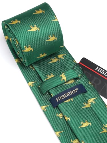 Image of HISDERN Ties for Men Classic Animal Tie and Pocket Square Set Jacquard Woven Silk Neckties Handkerchief Wedding Party