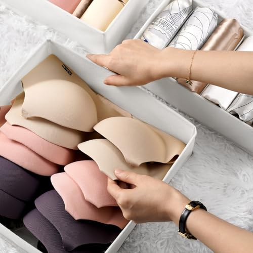 Criusia Underwear Sock Drawer Organizer Dividers 8 Set, Foldable Dresser Closet Organizers and Storage Bins for Baby Clothing, Sock, Underwear, Bra, Ties, Scarf (White) - Thumbnail 7