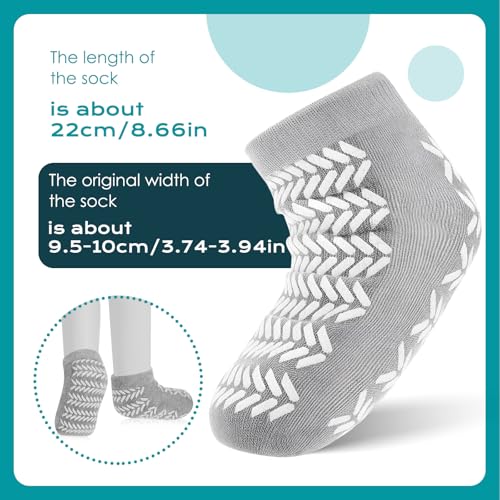 Taiyin 6 Pair Double Sided Tread Non Slip Socks Hospital Socks Slip Stopping Safety Fall Prevention for Bariatric (Gray,Small)3