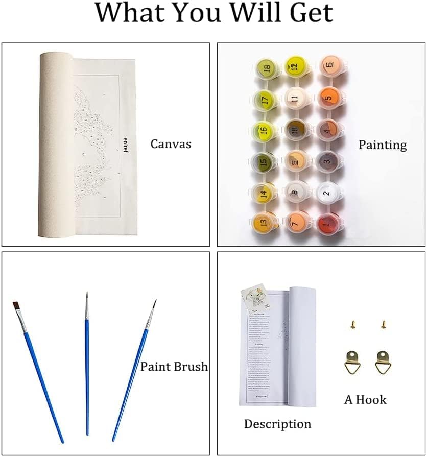 Miniatura 6 de VeGuude Pintura por números para adultos y niños principiantes, paquete de 4 kits de pintura por números en lienzo, sin marco, pintura al óleo de