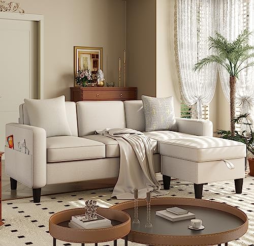 Youmumeub Convertible Sectional Sofa Couch, L-Shaped Couch 3-Seat Sofa With Storage Reversible Chaise, Sectional Couches For Living Room, Apartment And Small Space (Beige) #TOP2