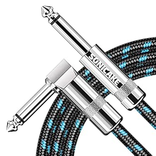 Superior design: diameter 6.35mm(1/4") right angle to straight instrument cable, the special "L" to "I" design ensures a perfect connection in any of your guitar pedal, amp jack and other musical instruments High quality: Sonicake guitar lead cable i...