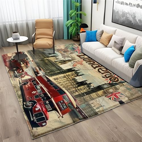 Londres, Architecture Machine Washable Area Rugs for Living Room - Ville Britannique Soft Faux Short Pile Extra Small Rugs for Bedroom Dining Room Carpet...