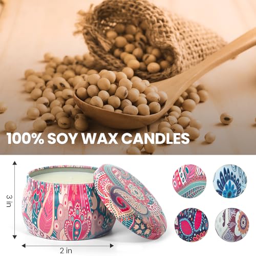 BYTYO Scented Candles Gift Set for Women, 4 Pack 4.4 Oz Soy Wax in Tin, Lavender Fig Aromatherapy Candles for Relaxation, Birthday Mother's Day Gifts for Mum Wife, Long Burning - Image 4