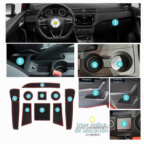 Esterilla para puerta interior SHAOHAO soluciona arañazos en Seat Ibiza Rojo 3