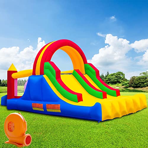 Ballsea Inflatable Bounce House Large Bouncy Castles Dual Slide Trampoline Climbing Wall with Blower...