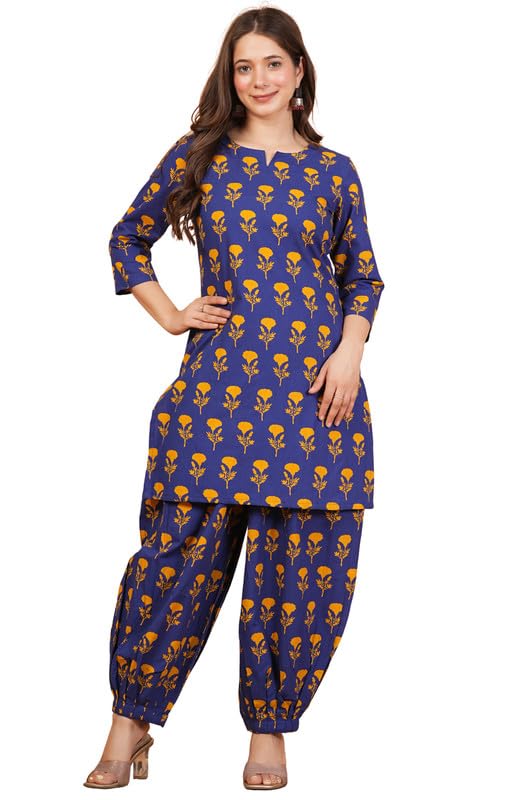 Image of rytras Women Pure Cotton Printed Straight Kurta Set with Palazzo pants|Ethnic wear|Kurta Set for Women