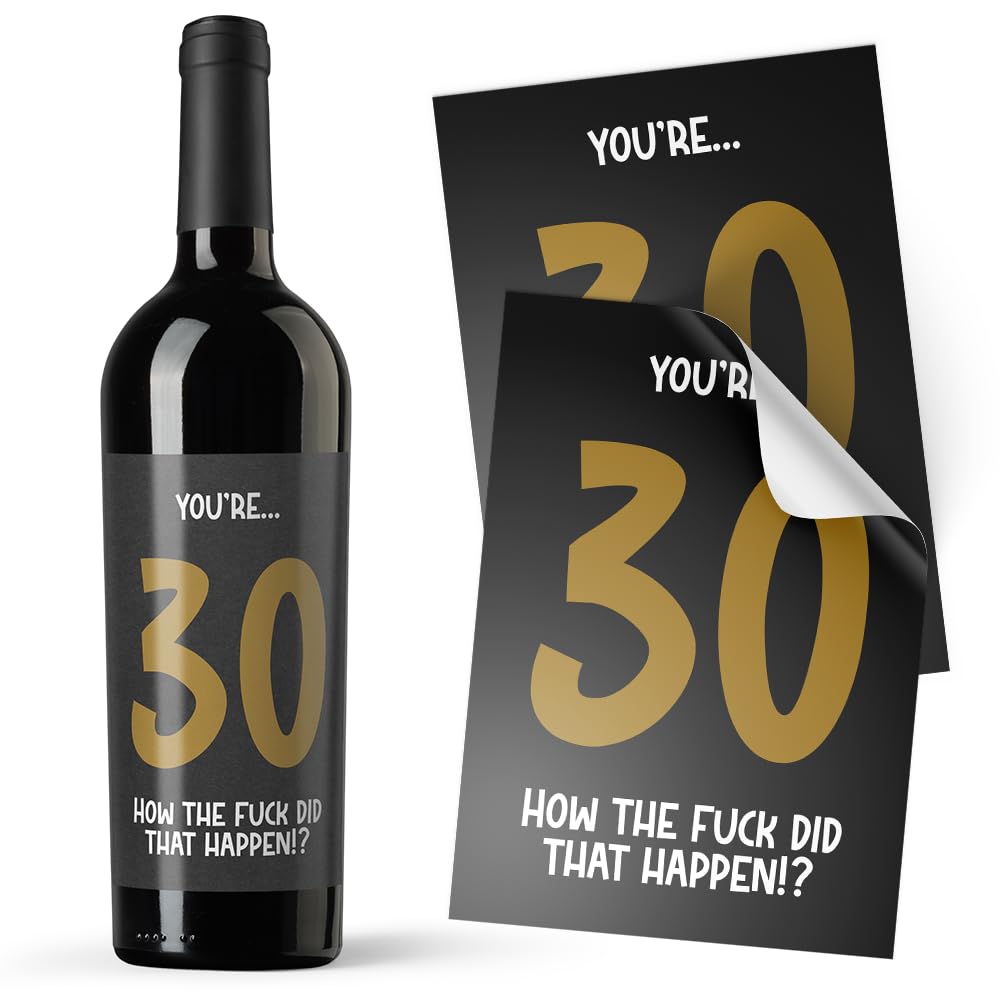 Panda Loco Black Birthday How The Fuck Did That Happen!? Alcohol Bottle Sticker | Gift Funny Label Wine Vodka (30Th)