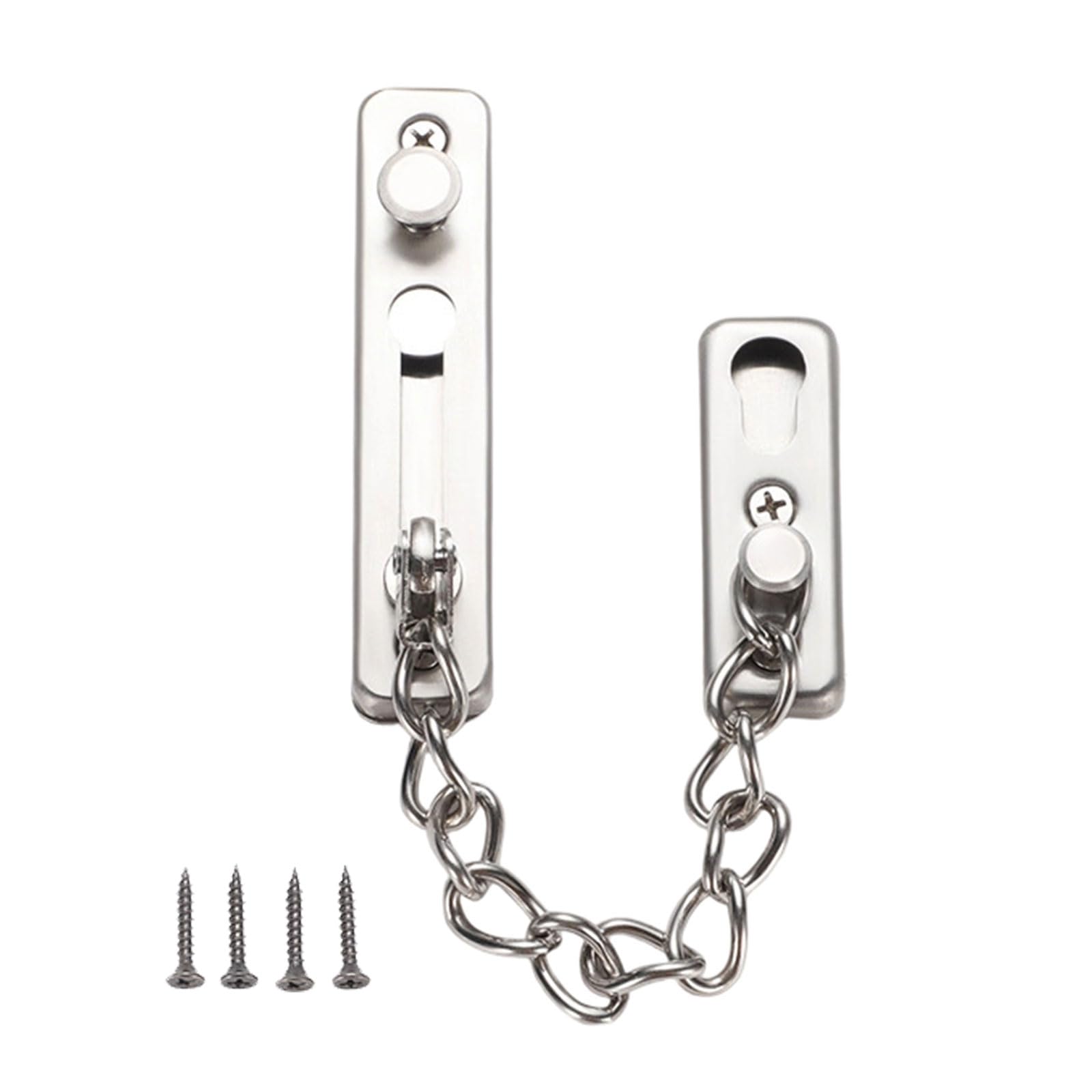 Xigacgeh Silver Stainless Steel Anti-Theft Chain Security Door Chain None Drill Security Door Attachment For Home And Offices For Home Hotel Apartment