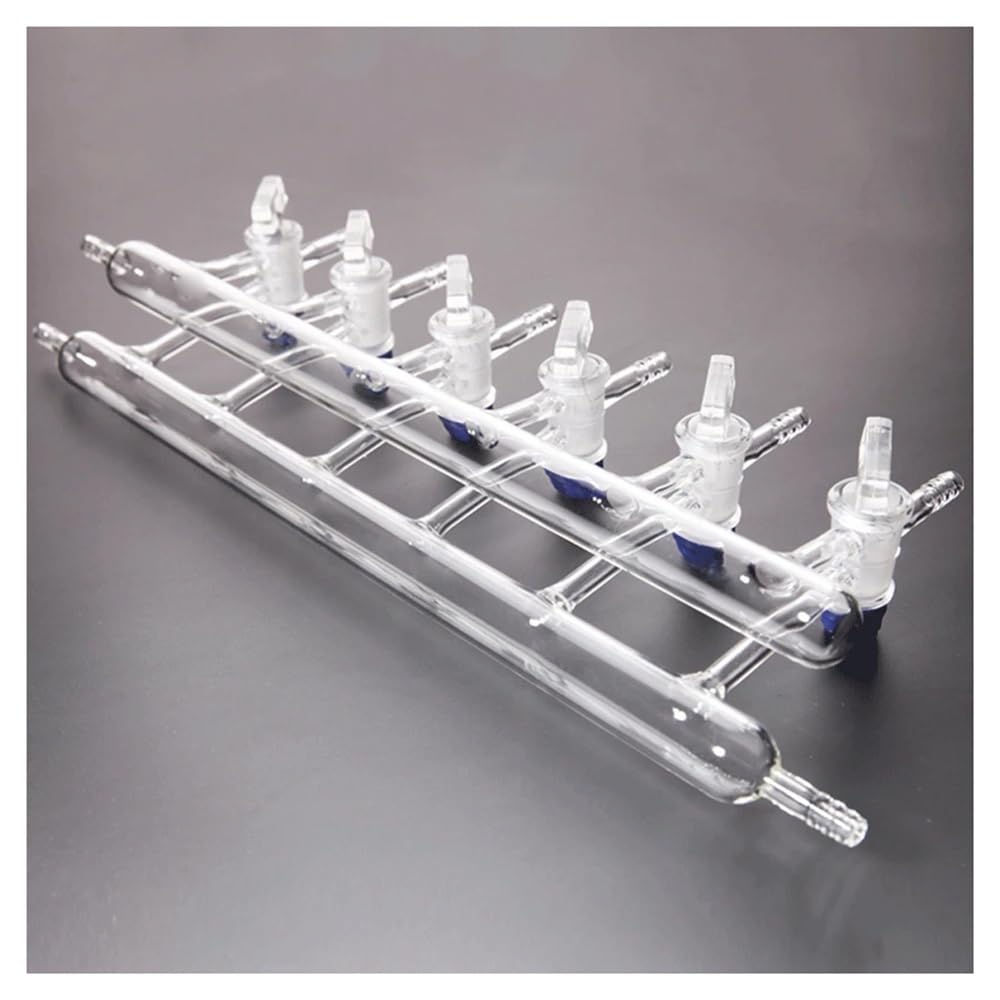 Distribuidor de vacío de vidrio de laboratorio de uno o dos puertos, 3, 4, 5 o 6, for experimentos de cristalería de laboratorio(2x6 Ports Glass Tap)