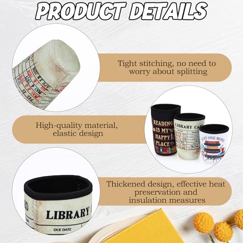 Image of LemonRoad 3 Pack Christmas Book Lovers Party Favors Reusable Book Lovers Beer Can Cooler Sleeves for Coffee Cup Neoprene Coffee Sleeve Insulated Neoprene Cup Holder for Cold Beverages Iced Hot Drinks