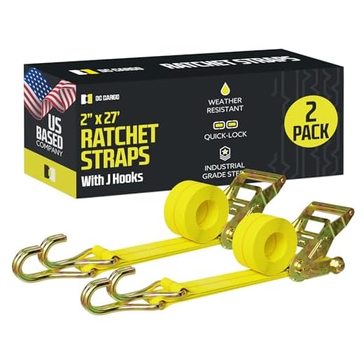 2 Tie-Down Ratchet Straps J Hooks, 2 Heavy Duty 2" x 27' Tie-Down Ratcheting Cargo Truck Straps Wire Hook Ends, J-Hook Ratchet Strap TieDowns
