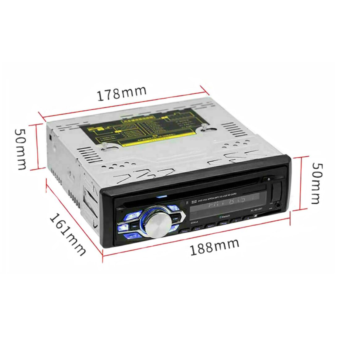1 Din 12V Voiture Lecteur DVD CD véhicule MP3 stéréo Voiture Mains Libres Autoradio BT Audio Radio 5014 Voiture-Style télécommande sans Fil