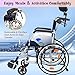 CUIOT Ultra-Lightweight Wheelchair for Adults with Headrest- Folding Transport Wheelchair with Flip-Backs Arms & Removable Swing-Away Footrests, 17.5
