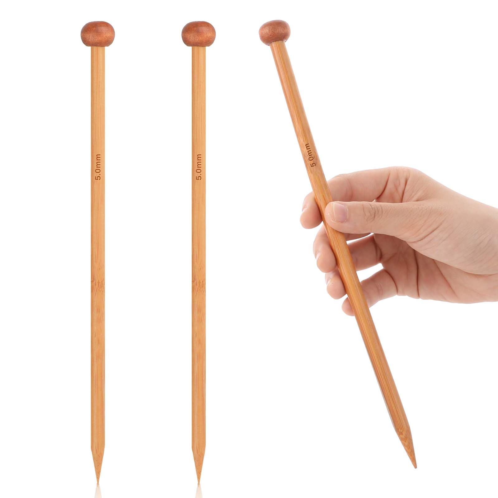 2pcs 5mm Bamboo Knitting Needles 10-Inch Long Wooden Knitting Needles