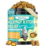 Woyamay Cat Allergy Relief for Cats, 500 Crunchy & Creamy Anti-Itch and Immunity Chews for Itchy Skin, Paws, Eyes, Ears| Stop Licking & Scratching, Supports Seasonal Itching, Chicken Flavor