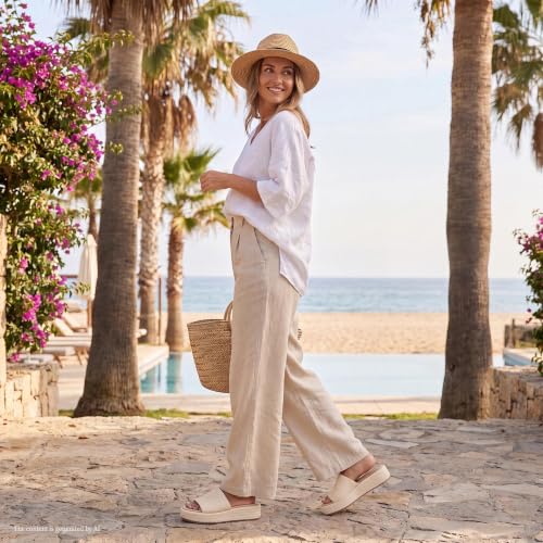 Image of Monrovia Platform Sandals Women Raffia Espadrille Slides, Woven Straw Flatform Beach Sandals Women, Slip On Summer Vacation Shoes, Comfortable Casual Daily Wear