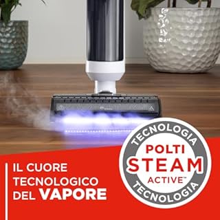 Polti Rollysteam WD50C Cordless, Lavapavimenti con Funzione Vapore e Aspirapolvere, 450 W, Pulizia Completa in un solo Passaggio, Senza Fili, Auto Pulizia, Bianco