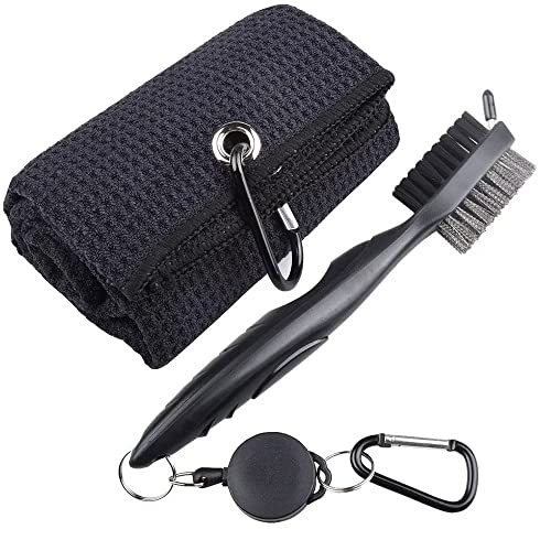 Club de Golf Cepillo Ranura Limpieza Doble Cara Putter cuña Bola surco Kit Limpiador con Clip de Bucle de Espiga