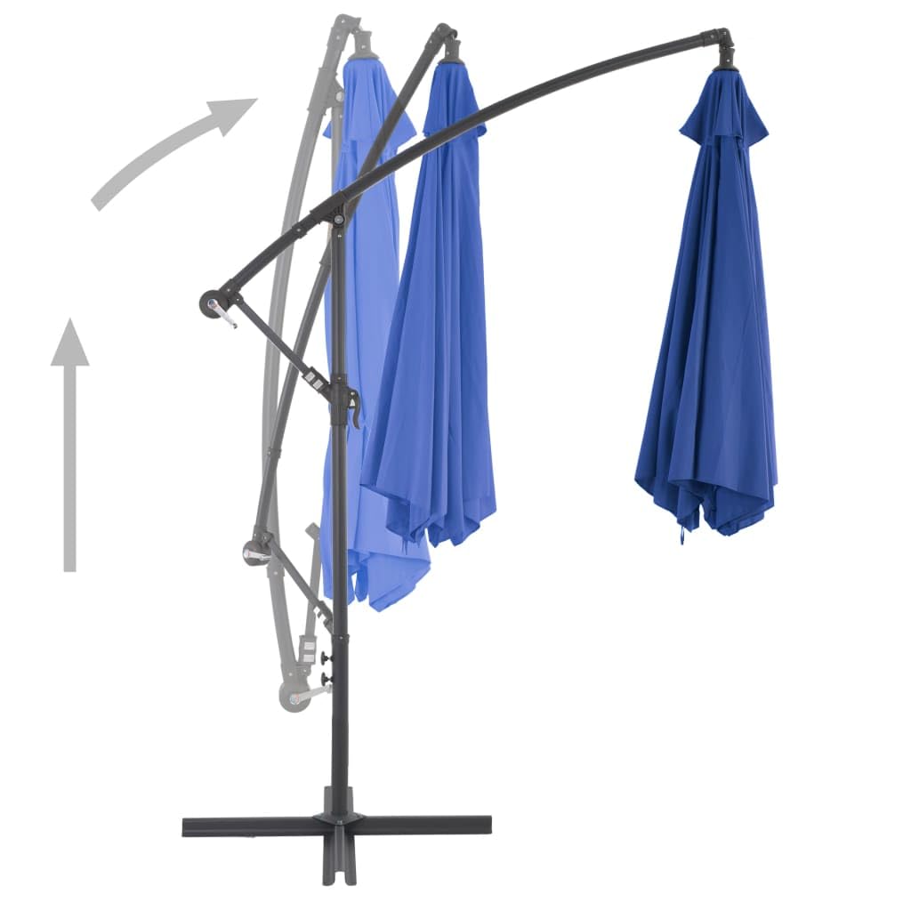 vidaXL Sombrilla voladiza con poste de aluminio azul 300 cm