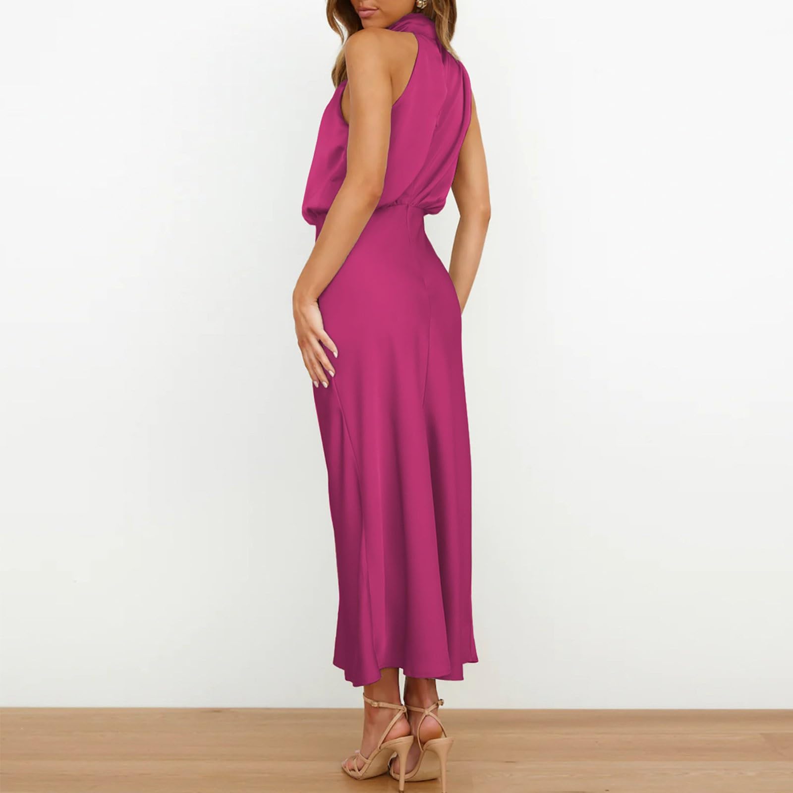 Vestidos Fiesta Largo para Mujer Elegante Maxi Vestido Ajustado sin Mangas Sexy Vestidos de Cóctel Fiesta Midi Mujer Vestido Formal para Invitada de Boda