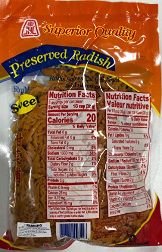 Preserved Shredded Sweet Radish-8 oz by Superior Quality. (Pack of 1) Product of Thailand.