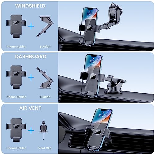 Guwez Phone Holder Car Mount For Iphone [Powerful Suction] Phone Mount For Car Dashboard Windshield Air Vent Universal Accessories [Thick Cases Friendly] Automobile Phone Holder Fit Iphone Smartphone thumb #1