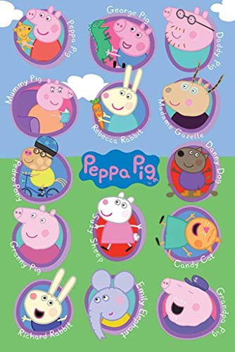 Pyramid International Multi Personajes Peppa Pig Póster, plástico/Vidrio, Multicolor, 61 x 91,5 x 1,3 cm