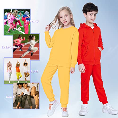 Image of Kid Nation Kids Unisex Soft Brushed Fleece Casual Pull On Jogger Sweatpants with Pockets for Boys or Girls | Soft Brushed Fleece Kids JoggerElastic Waist With Drawstring,Deep Side Pockets,Machine Wash,Durable,Great Gift for 3-12 Years