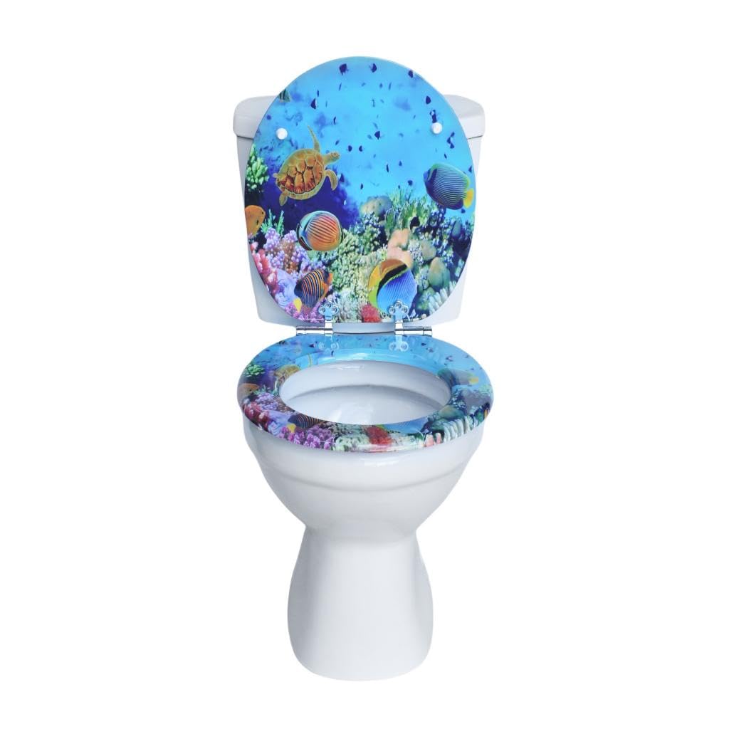 Sedile WC in MDF con meccanismo di abbassamento automatico, sedile WC a forma di O con cerniere regolabili in lega di zinco, previene la formazione di ruggine, portata 180 kg, design ergonomico