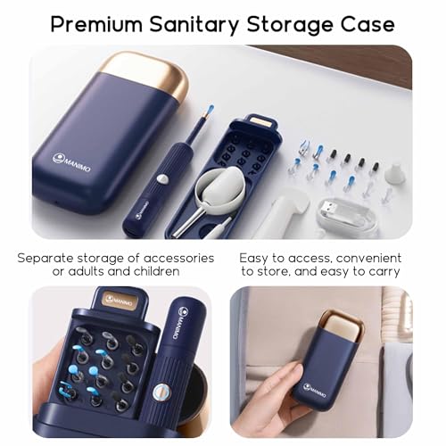Image of Manimo Ear Cleaner Tool Kit with 1080p HD Wireless Camera & WiFi - Reusable Ear Wax Removal Tweezers, Portable Ear Cleaning Kit for Adults & Kids, Safe for Sensitive Skin - 12 Month Warranty
