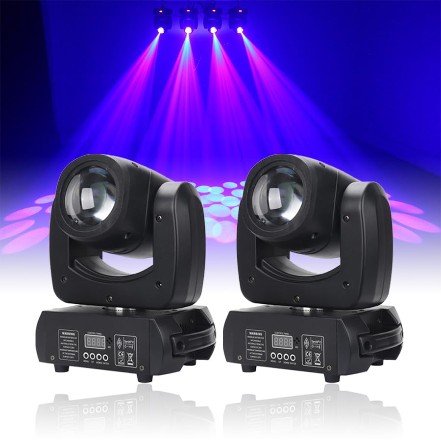 2 Packs LED 100W Beam Stage Light Strobe, Zoom, DMX512 Control Module Beam Moving Head for Birthday Wedding DJ Disco KTV Bar Club Party Event Show