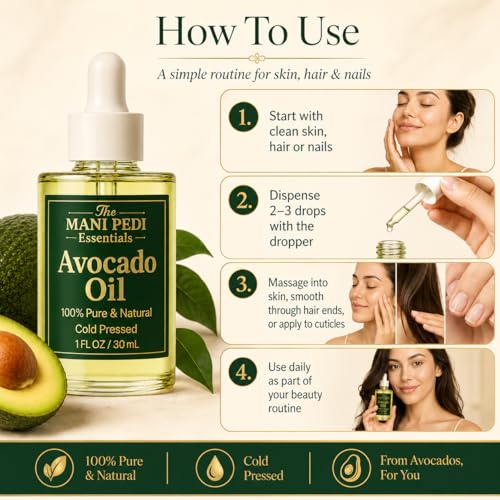 Image of TMPE Avocado Oil for Lustrous Hair, Nourishing Skin, 100% Pure & Natural Cold Pressed oil, Non-Stick Formula - 30 ml.