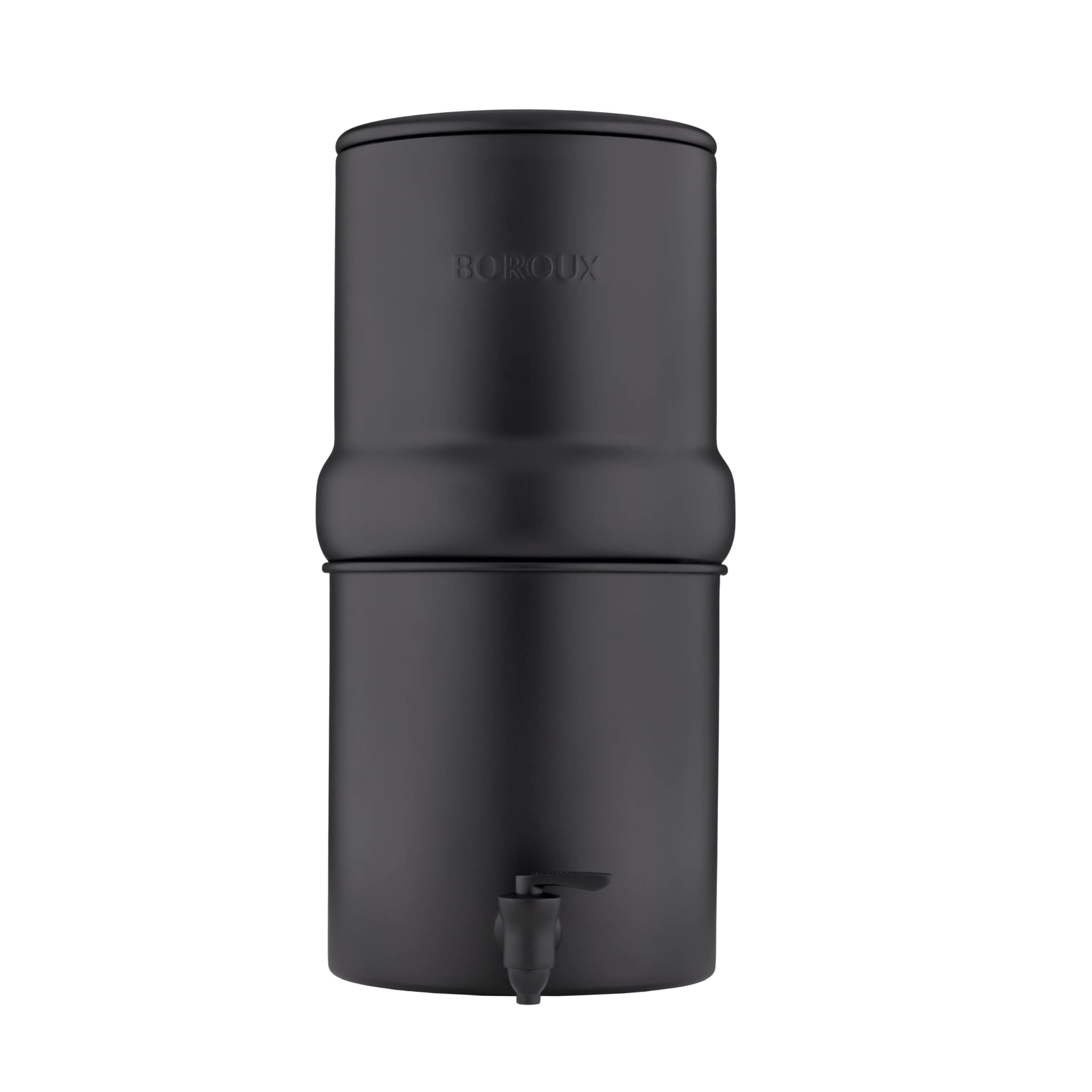 Companct. Boroux Gravity-Fed Countertop Stainless Steel Water Filter System | 1.8 Gallons with 2 Authentic Black Foundation. Filters | Matte Black