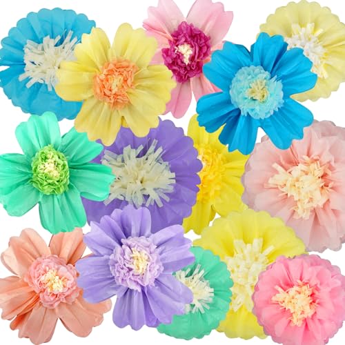 28 Pcs Large Colorful Tissue Paper Flowers for Mexican Party,