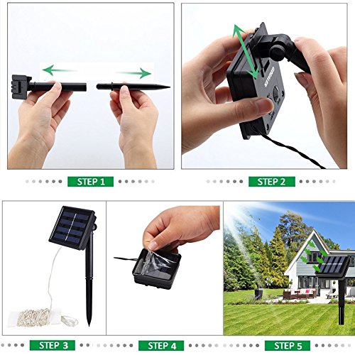 image for LiyuanQ Solar String Lights, 2 Pack 100 LED Solar Fairy Lights 33 feet