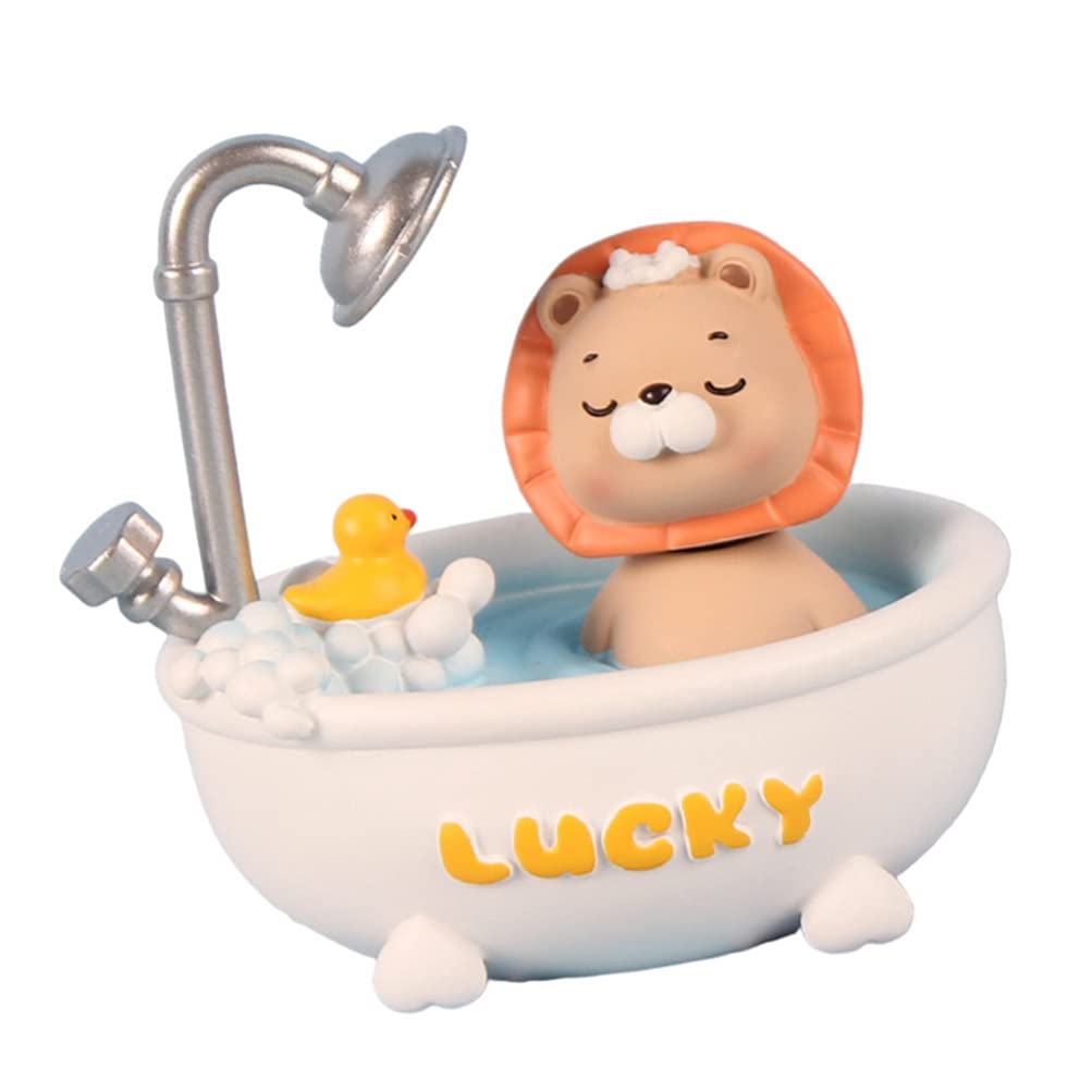 IMIKEYA 3D Animal Cake Topper Cartoon Miniature 3D Small Animal in Bathtub Figurine Kids Animal Playset for Baby Shower Birthday Decoration