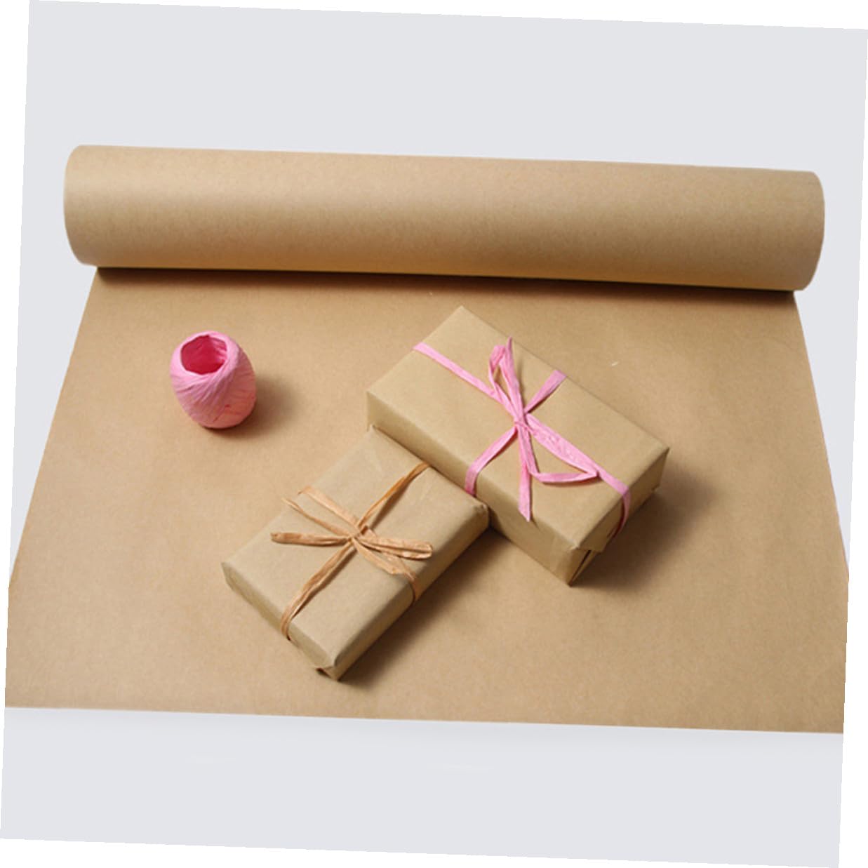 UKCOCO Papel Kraft Marrón para Manualidades y Sketching Profesional, Material de Envoltura de Pulpa de Madera, Diseño en Blanco, 1 Rollo para Origami y Flores