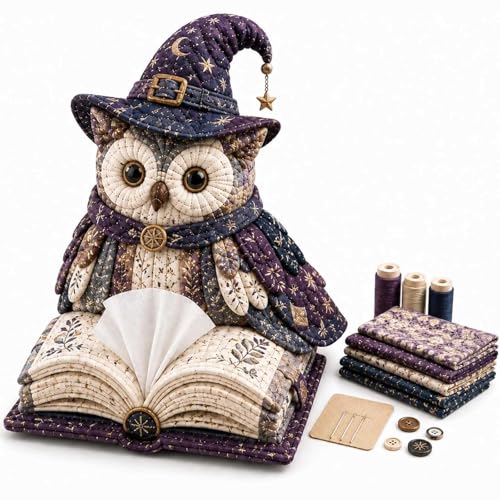 Genérico Kit costura DIY para caja de pañuelos acolchada con diseño búho sabio, kit patchwork DIY con diseño de animales, funda para soporte búhos hecha a mano para adultos y principiantes (#A)