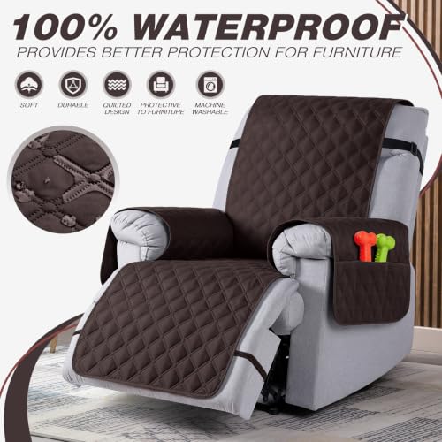 Image of TAOCOCO 100% Waterproof Recliner Chair Covers Reversible 28 inch, Chocolate