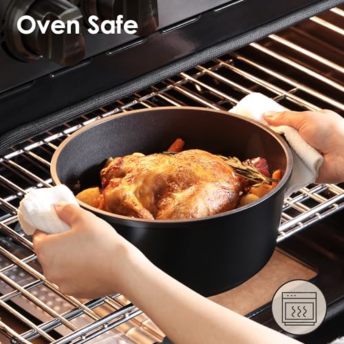 Image of SENSARTE 13Pcs Pots and Pans Set Nonstick Cookware Set Kitchen Cooking Frying Pans with Stay-cool Handle, Dishwasher Safe, Induction Compatible, PFOA /PFOS Free, Black