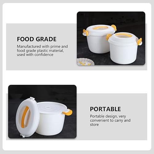 Miniatura 4 de Microondas Pasta Cooker Round Microondas Recipiente de Alimentos Cocina Microondas Arroz Cocina de Alimentos Amarillo 1L Cestas de microondas