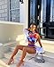 Women Sleeveless Bodycon 2Pcs Knitted Shorts Set Strap Crop Top Cami High Waist Shorts Summer Tracksuits Streetwear (E-Colorful, M)